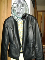Hat with a leather blazer Hat: Northern Brights Leather Blazer: Wilson's Leather